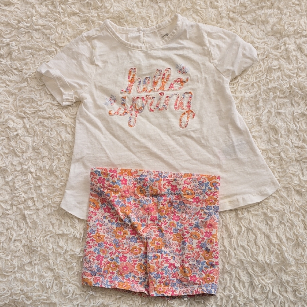 Cynthia Rowley White Kids Graphic Tee and Shorts Set